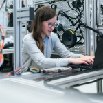 women inside the server room