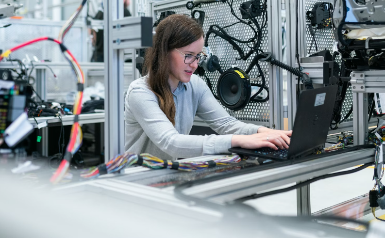 women inside the server room